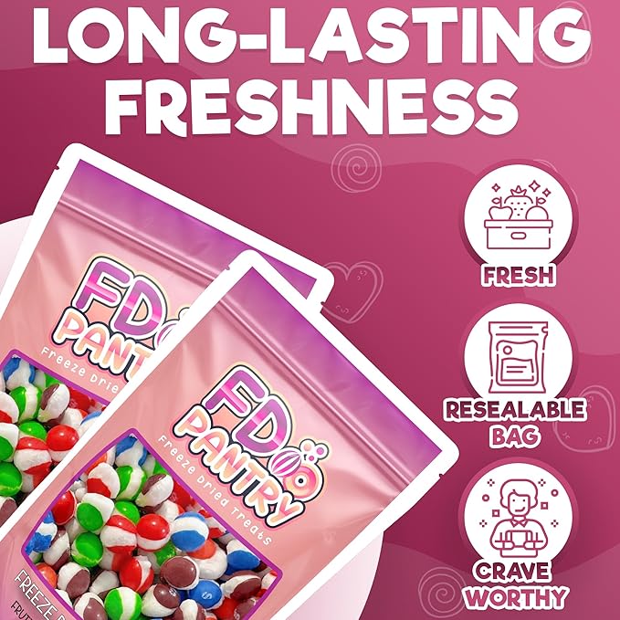 Freeze Dried Candy Fruit Crunch Wildberry, 4 oz, 2 Pack, Assorted Berry Punch, Melon, Strawberry, Cherry, Raspberry, Gift Bag