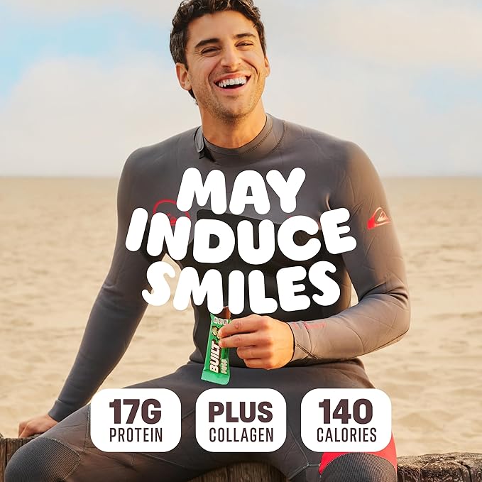 Built Bar, Puff Protein Bars, Mint Chip Puff, 17g Protein Snacks, On-The-Go Bars, Only 140 Calories, 7g Sugar, Collagen, Gluten Free, 12 Count