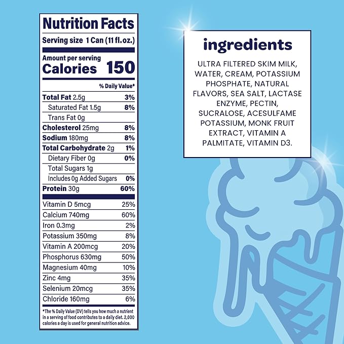 Nurri - 30g Protein Ultra Filtered Milk Shake – Vanilla - Lactose Free, Low Sugar, 150 Calories, 10 Vitamins and Minerals - 11 fl oz, 12 Cans