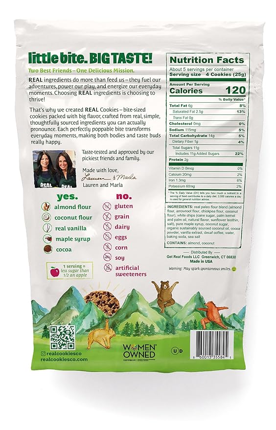 REAL Cookies and Creme Mini Cookie Poppers – Bite-sized Gluten Free Semi Soft Baked – Dairy Free, Vegan, Kosher, Paleo – Delicious Cookies and Creme (4.5 oz, 8 Pack)