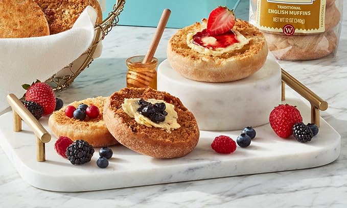 Wolferman's Classic Breadbox Gift, Cinnamon Raisin, Sourdough, Multigrain Honey, Cranberry & Original English Muffins, Strawberry Preserves Assortment In Keepsake Tin, Breakfast, Brunch, 27Pc
