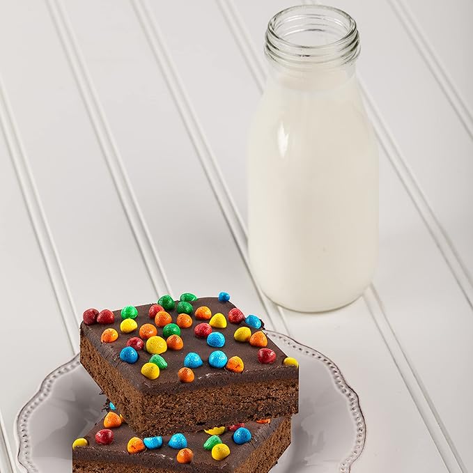 Brownies Gift Basket | Chocolate Brownies Individually Wrapped [9 Count] Topped with Rainbow Candy Chips | Birthday Snacks | Food Gifts for Men, Women | Kosher, Dairy & Nut Free | Stern’s Bakery