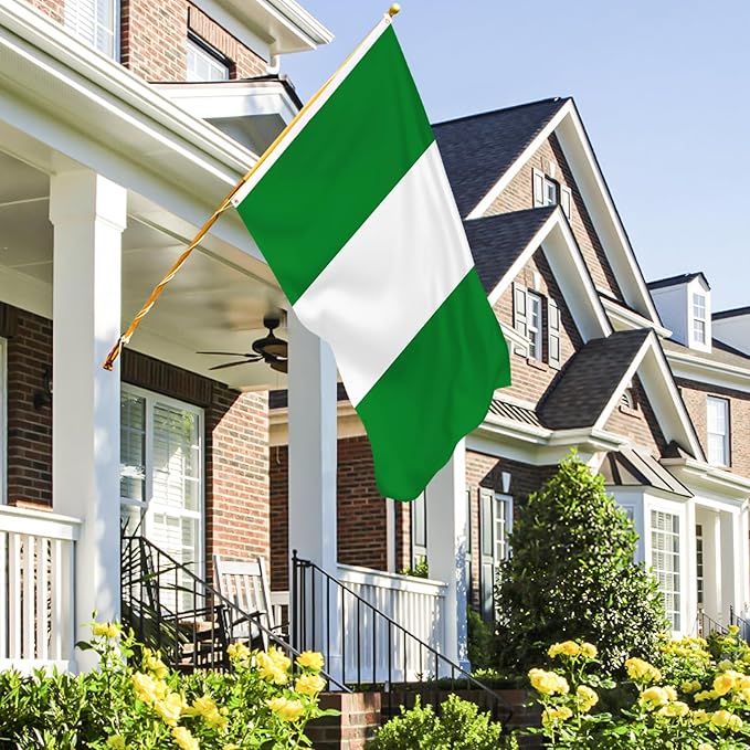 AhfuLife 2 Pcs Nigeria Flag 3x5 Ft, Large Nigeria National Flags for Outside - Double Side with Brass Eyelets for World Cup Party Decorations, Bar Garden Street Decoration Indoor Outdoor
