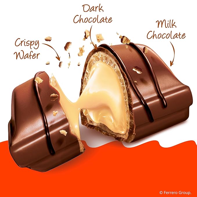 Kinder Bueno Mini Milk Chocolate Bars with Hazelnut Filling, Chocolate Candy Bars for Game Day, Football Party Supplies, Snacks for Adults, 5.7 oz