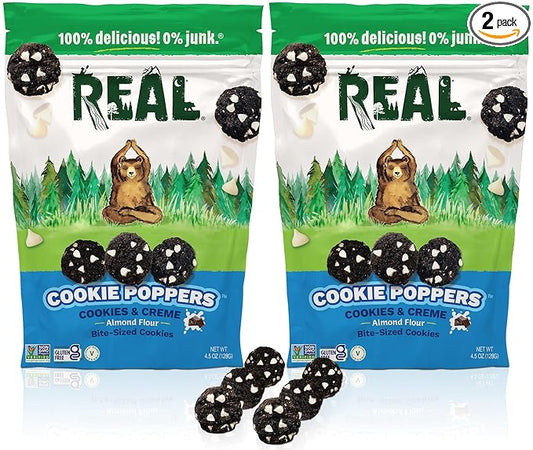 REAL Cookies and Creme Mini Cookie Poppers – Bite-sized Gluten Free Semi Soft Baked – Dairy Free, Vegan, Kosher, Paleo – Delicious Cookies and Creme (4.5 oz, 2 Pack)
