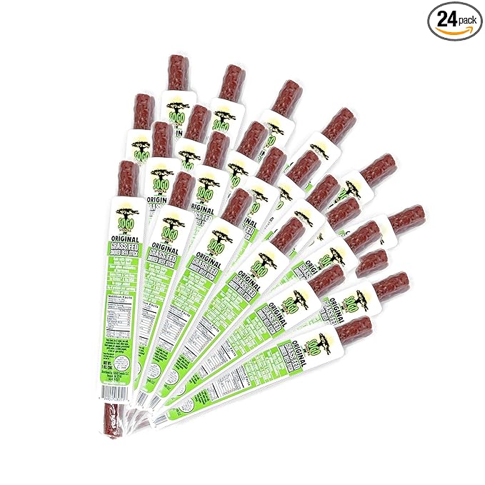 Original, Sogo Snacks, No Sugar, 100% Grass-fed & Grass-finished, Non-GMO Beef Sticks. No Added Nitrates, Gluten, Soy, MSG, Dairy, Nuts. Keto, Whole, Paleo Friendly (Original, 1-oz, 24 Count)