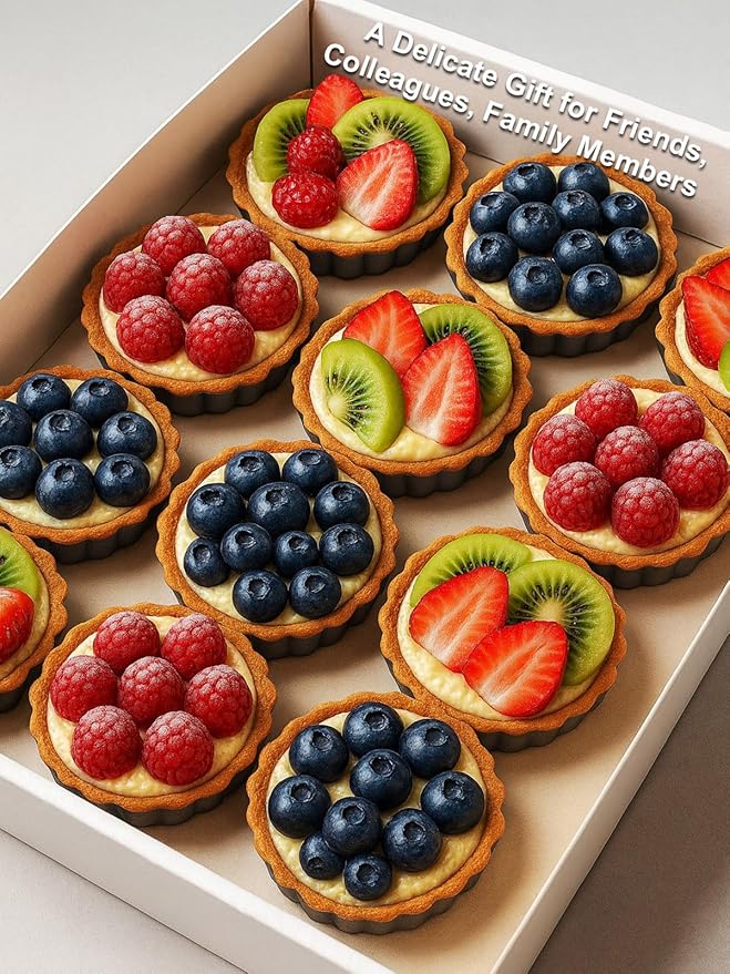 Yamteck 4 Inch Mini Quiche Pans Black 6 Pack. Egg Tart Molds w/Removable Bottom, Non-Stick Coating, Rugged Carbon Steel for Small Tart Quiche Pie Making. Gift for Women Christmas Thanksgiving Festival