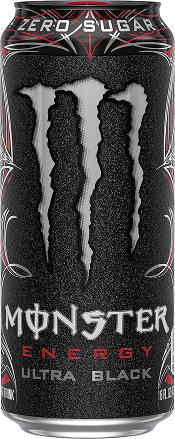 Monster Energy Ultra Black, Sugar Free Energy Drink, 16 Ounce | Pack of 15
