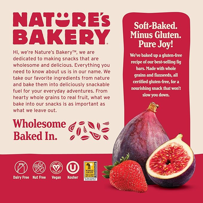 Nature’s Bakery Gluten Free Fig Bars, Strawberry, Real Fruit, Vegan, Non-GMO, Snack bar, 6 boxes with 6 twin packs (36 twin packs)
