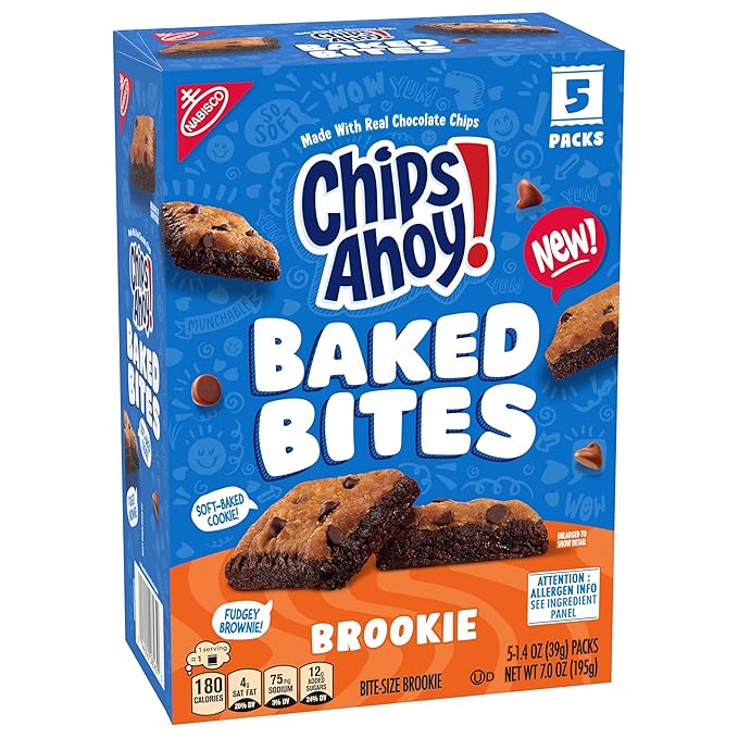 CHIPS AHOY! Baked Bites, Brookie, 5 - 1.4 oz Snack Packs (5 Bites per Pack)