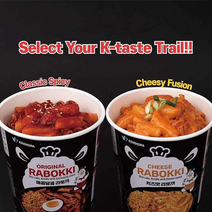 KINIKORA Premium Instant Rabokki Cup - Swicy Flavor, 15-Pack Box – Korean Ramen & Rice Cake (Tteokbokki), Quick & Easy Street Food, Ready in Minutes