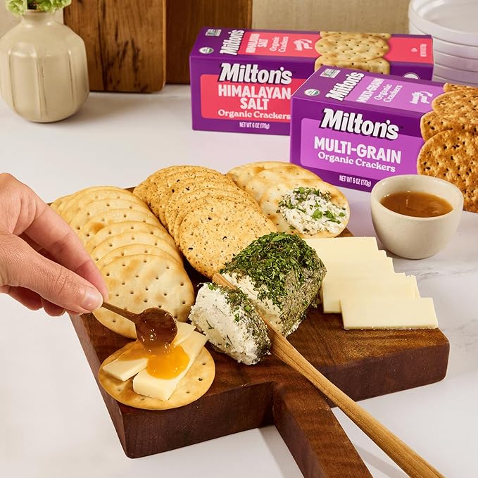 Milton's Organic Crackers, Multi-Grain - Certified Organic, Non-GMO Project Verified, Kosher, Made With 4 Whole Grains & 3 Seeds, Great for Charcuterie Boards - 24 Oz, Pack of 6