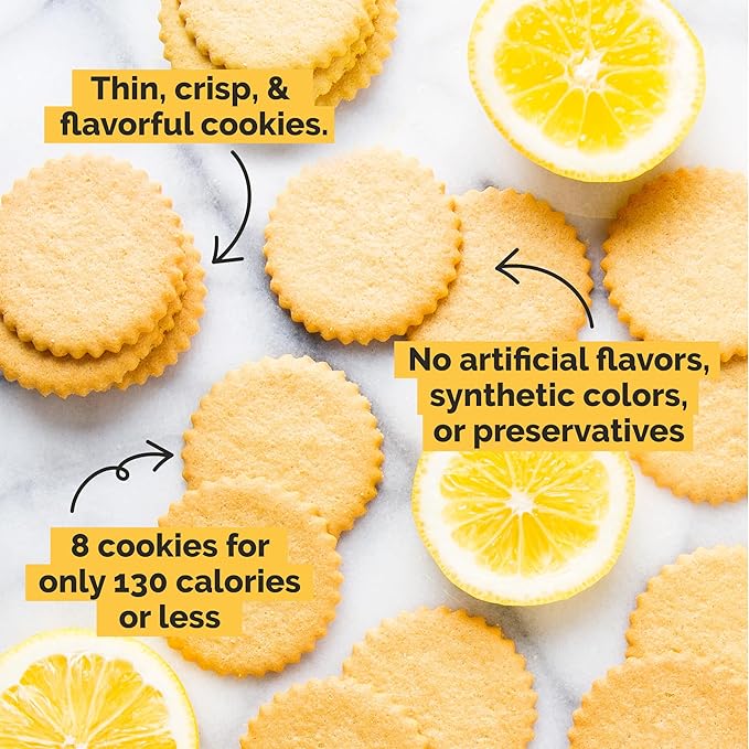 Dewey's Bakery Meyer Lemon Moravian Style Cookie Thins, Bakery Fresh with Real Simple Ingredients, Low Calorie Snack, No Artificial Flavors, Synthetic Colors or Preservatives, 9oz (Pack of 3)