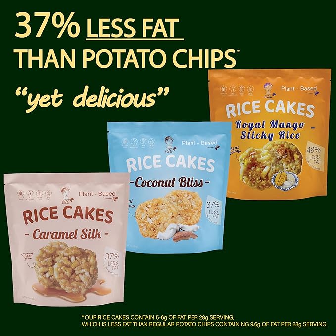 BITETUOSO Mini Rice Cakes Thai Inspired Tropical Variety Pack - Vegan Gluten Free Healthy Snacks, Natural Ingredients, 6 Bags (2oz Each)