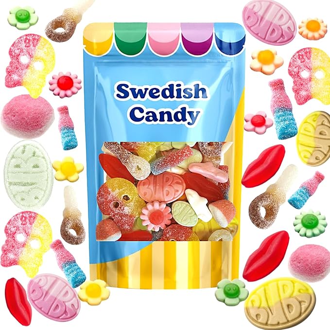 BUBS Swedish Candy – Sour & Sweet Pick and Mix – Assorted Scandinavian Gummy Candy, Soft and Chewy Texture, Bulk Bag – Made in Sweden