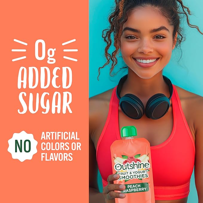 Outshine Smoothie Raspberry Peach Flavor Pouches, 6(4x3.5oz)US