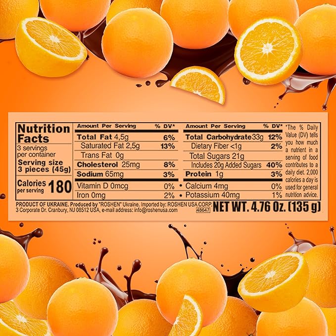 Roshen Lovita Cookies with Orange Jelly Filling, 4.76 oz, Golden Biscuit with Real Orange Jelly & Smooth Chocolate Glaze, European Gourmet Cookies, Pack of 2