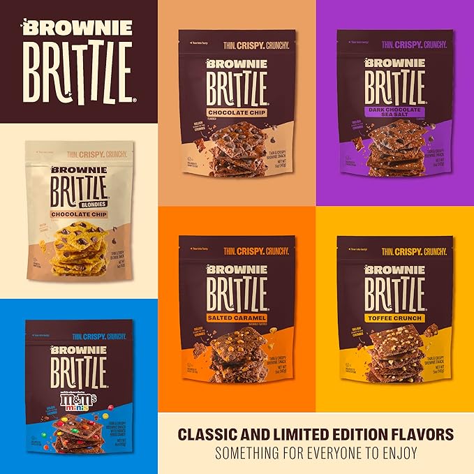Brownie Brittle – Salted Caramel Thin and Crispy Sweet Snacks (Pack of 1, 14 oz), Rich Gourmet Brownie Bites Dessert