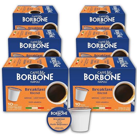Caffè Borbone Breakfast Blend Coffee (60 Count) – Medium Light Roast, 100% Arabica, Roasted in Naples with Notes of Chestnut and Caramel – Single Serve Coffee Pods Compatible with K-Cup Brewers