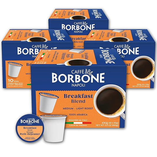 Caffè Borbone Breakfast Blend Coffee (40 Count) – Medium Light Roast, 100% Arabica, Roasted in Naples with Notes of Chestnut and Caramel – Single Serve Coffee Pods Compatible with K-Cup Brewers