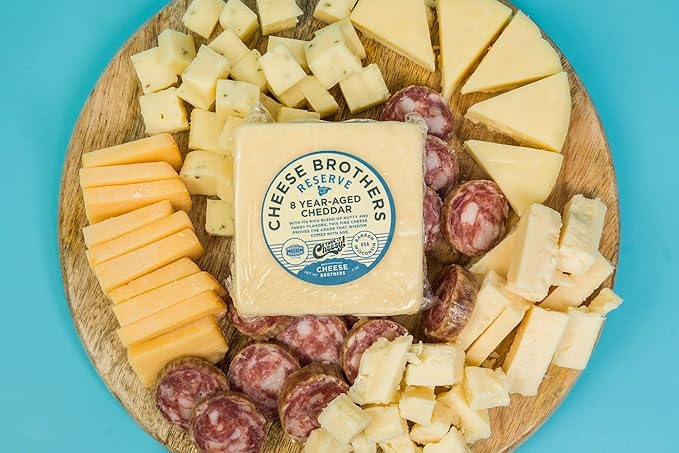 Cheese Bros. Charcuterie Gift Box | Fresh from Wisconsin | Includes Dill Havarti, Fratello, Smoked Gouda, Alpine Adelheid, 8 Year Aged Cheddar, Summer Sausage and Jam | Great Food Gifting Idea