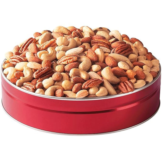 The Swiss Colony Premium Fancy Mixed Nuts in Gift Tin - Pecans, Almonds, Cashews, Brazil Nuts, Filberts (Hazelnuts), No Peanuts, Salted Treats Perfect for Snacking, 1 lb. 12 oz.