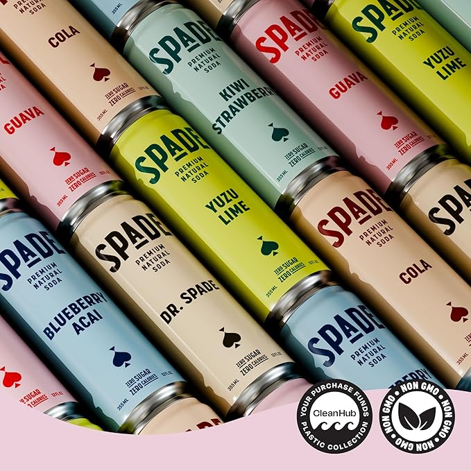 Spade Soda Unique Variety 12 Pack, Premium All-Natural, No Sugar, No Calories, Electrolytes, Magnesium, Potassium, Healthy Non GMO, Sweet Quality Stevia, No Artificial Sweeteners, Great Taste, Bold Taste