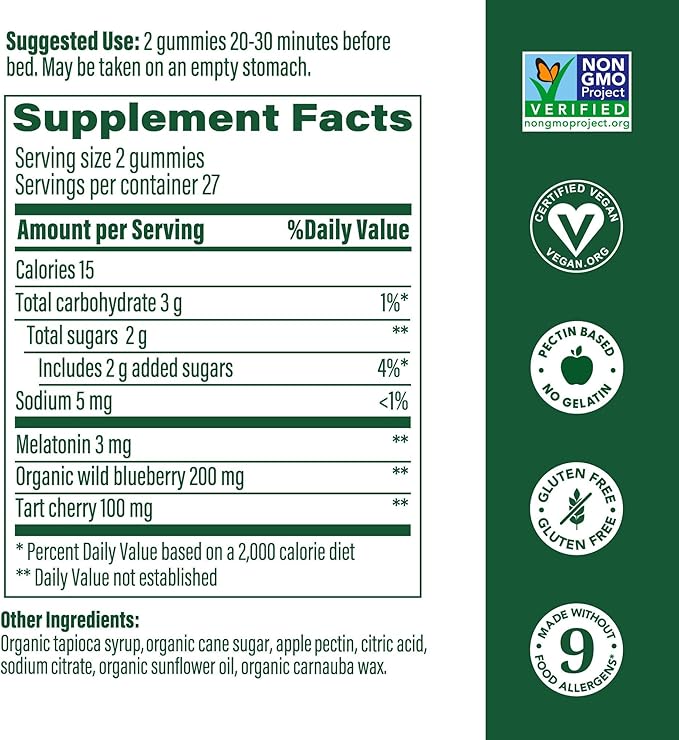 MegaFood Melatonin Gummies - Melatonin 3mg per Serving to Help Relax & Fall Asleep – Sleep Gummies for Adults - Berry Flavor, Non-GMO, Certified Vegan - 54 Count (27 Servings) 3 Pack