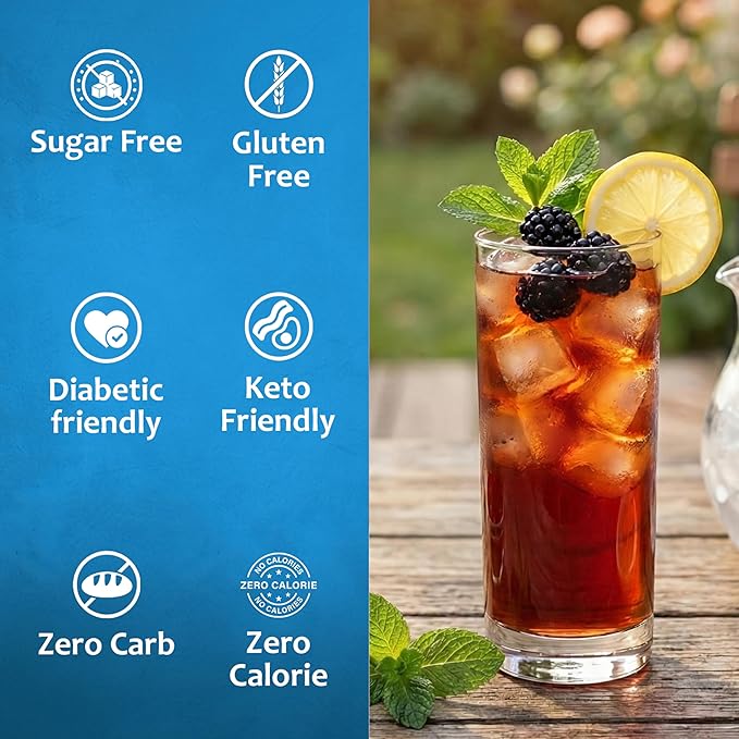 Syruvia Sugar Free Blackberry Tea Flavored Syrup for Drinks, Cocktails, Lemonades, Iced Teas and Desserts – 25.4 fl oz