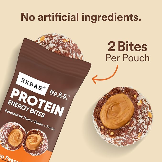 RXBAR Protein Energy Bites, Gluten Free Energy Snacks, Protein Snacks, Dark Chocolate Peanut Butter (60 Bites)