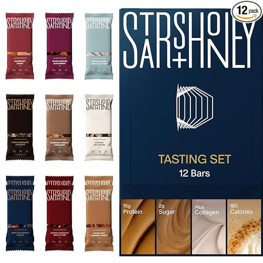 Stars + Honey Protein Bars- Flavor Variety,15g Protein, 2g Sugar, w/ Collagen Keto Friendly Snack - Gluten, Dairy, & Soy Free - High-Protein Snacks for Energy & Recovery-12 pack
