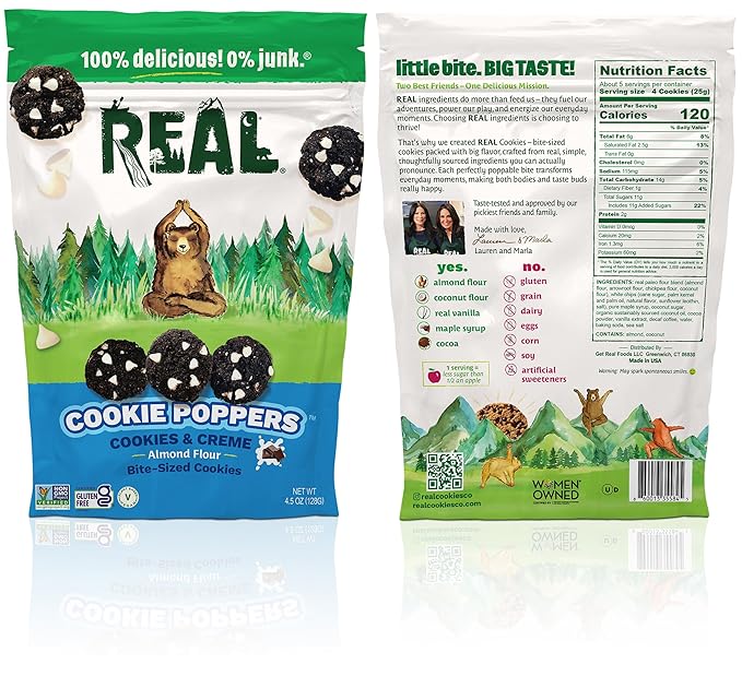 REAL Cookies and Creme Mini Cookie Poppers – Bite-sized Gluten Free Semi Soft Baked – Dairy Free, Vegan, Kosher, Paleo – Delicious Cookies and Creme (4.5 oz, 6 Pack)