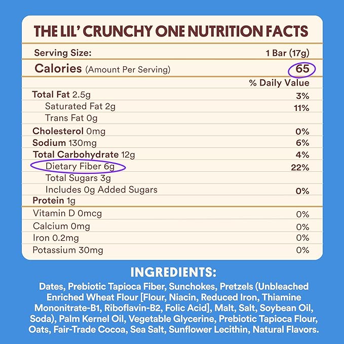 Harken Sweets The Lil’ Crunchy Pretzely One Mini Candy Bars: High Fiber Vegan Chocolate Pretzel Snack with Date Caramel – Plant-Based, Gut-Friendly, No Added Sugar, 6-Pack (30 Bars)