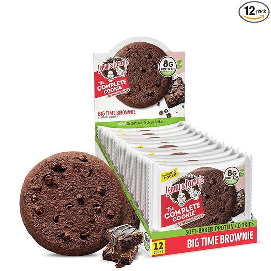 Lenny & Larry's Complete Protein Cookie, [Big Time Brownie], Chewy Soft Baked, 16g Plant Protein, Vegan, Non-GMO, High Fiber, [2 Ounce] Cookie (Pack of 12)