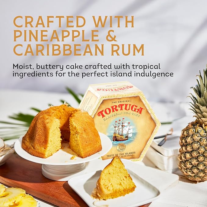 TORTUGA Caribbean Pineapple Rum Cake - 16 oz - Case of 20 - The Perfect Gourmet Gift for Stocking Stuffers, Gift Baskets, and Christmas Gifts - Great Cakes for Delivery