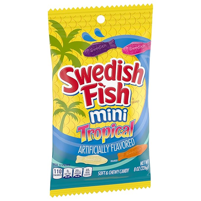 SWEDISH FISH Mini Tropical Soft & Chewy Candy, 12 - 8 oz Bags