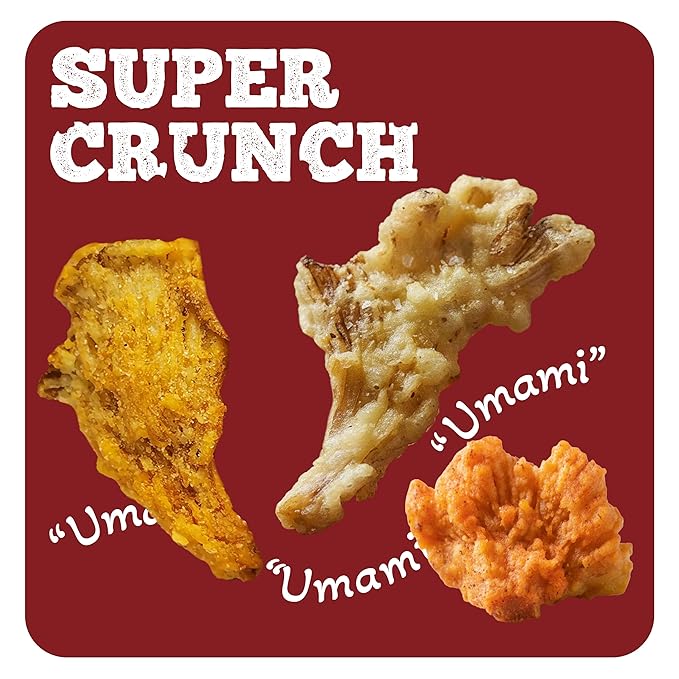 BITETUOSO Tempura Oyster Mushrooms – Ready-to-Eat Crispy Snack, Variety Pack for Kids & Adults – Gourmet Plant-Based Snack Chips in Original, BBQ, and Cheddar Cheese Flavors (1.41 oz, 6-Pack)