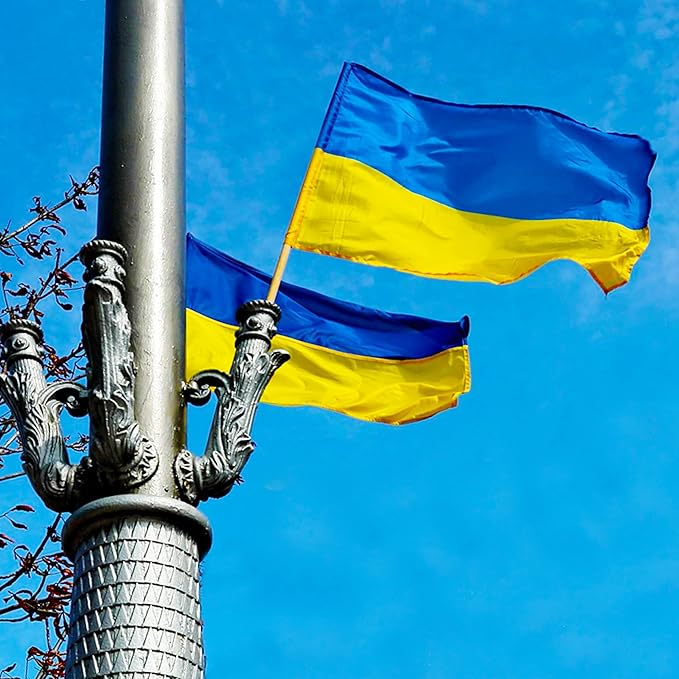 AhfuLife 2 Pcs Ukraine flag 3x5 Ft, Large Ukrainian Flags for Outside - Double Sided with Brass Eyelets for Olympic Party Decorations, Oktoberfest Bar Garden Street Decoration Indoor Outdoor