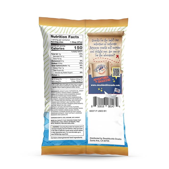 Japanese Tempura Seaweed Snack Chips, Noriten – Ramen Flavor | 0.95oz x 5 | Made in Japan by Swashbuckle Snacks