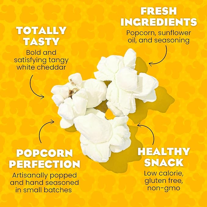 Live Love Pop White Cheddar Flavored Gourmet Popcorn, 1.0 Oz (Pack of 12), Healthy Snack, Gluten Free, Vegan & Non-GMO, Mission Driven Munchies