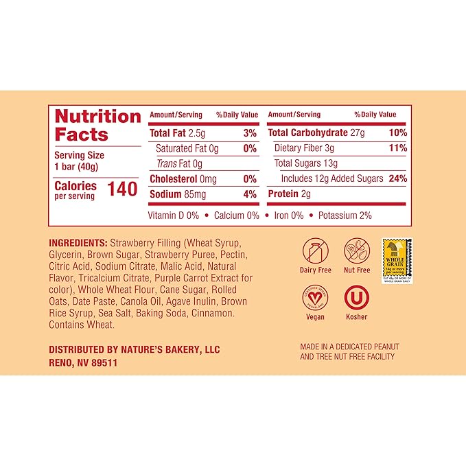 Nature's Bakery Oatmeal Crumble Strawberry Bars, 1.41 Oz, 6 Ct (Pack of 2)