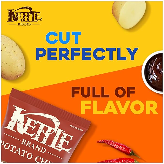 Kettle Brand Backyard Barbeque Kettle Potato Chips, Gluten-Free, Non-GMO, 7.5 oz Bag (Pack of 12)