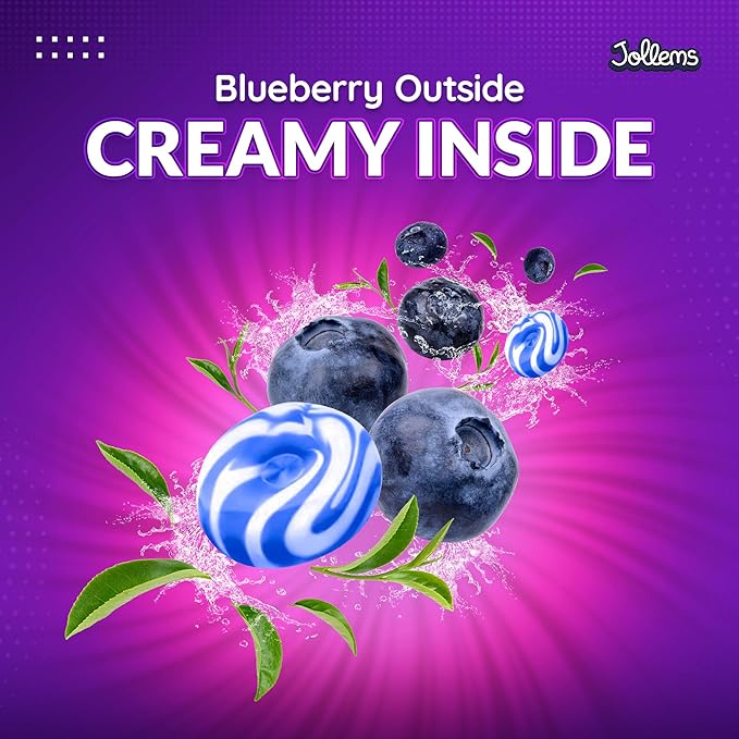 Jollems O’ Creamers Blueberry & Cream Flavored Hard Candy | Individually Wrapped | 2 Pound Bulk Bag
