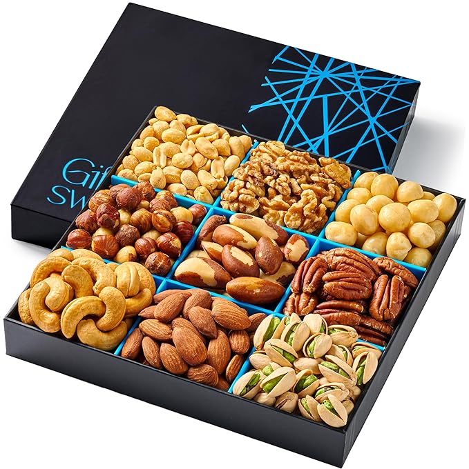 Valentines Day Nuts Gift Basket - Freshly Roasted And Natural Mixed Nut Gift Box - Gourmet Healthy Food Gift for Men/Women - Gourmet Gift, Healthy Gourmet Snack Box for Birthday, Thank You, Congratulations, Corporate, Get Well Soon, Care Package