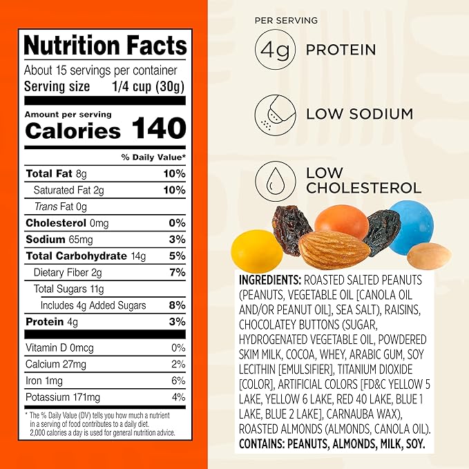 Snak Club Energizer Trail Mix with Roasted Salted Peanuts, Raisins, Chocolatey Candies, Roasted Almonds, Gluten-Free and Kosher Snack, 16 oz Resealable Bag
