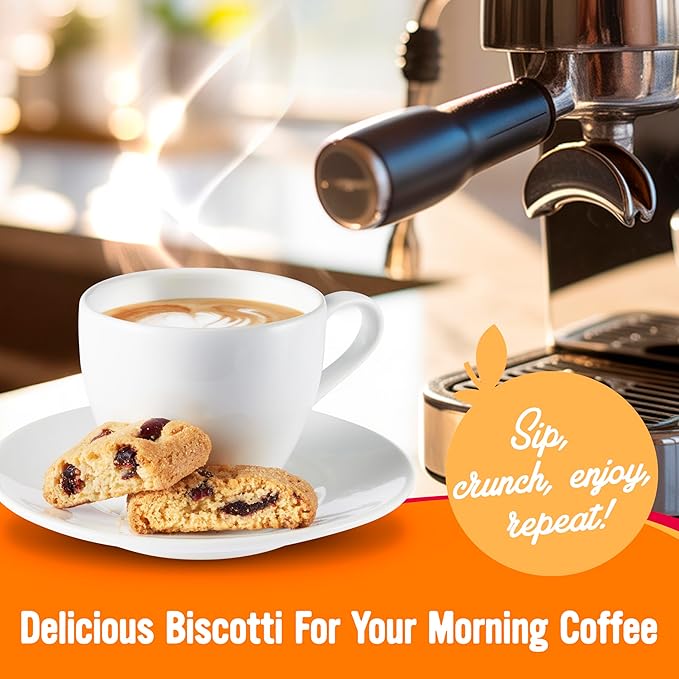 Cooper Street Twice Baked Orange Cranberry Biscotti Cookies - Crispy Mini Biscotti Cookies Ideal with Coffee - Traditional Low Calorie Italian Snacks - Kosher, Dairy, Peanut & Soy Free (6 Pack)