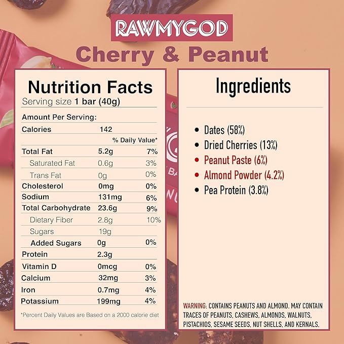 RAWMYGOD Fruit and Nut Bars, Gluten Free, Vegan, No Added Sugar (16 bars, Variety Pack I - 4 Raw Cacao, 3 Apple & Cinnamon, 3 Nuts & Berries, 3 Cherry Peanut, 3 Pistachio & Cranberry)