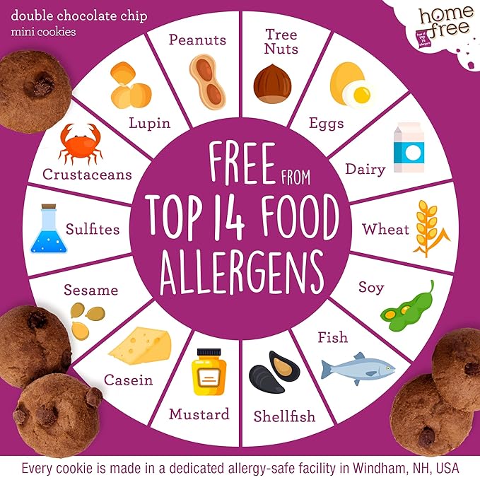 Homefree Mini Double Chocolate Chip Cookie Box, Gluten Free, Nut Free, Vegan, School Safe and Allergy Friendly Snack, 5 oz. Box (Pack of 1)