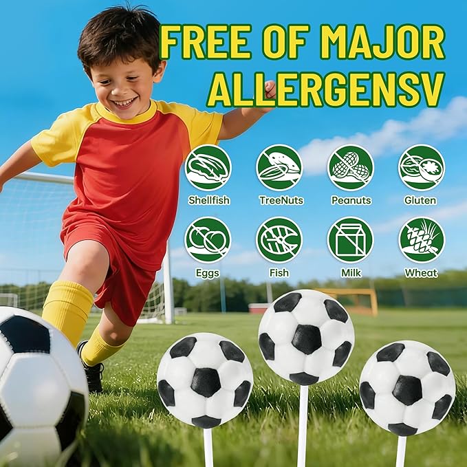 24 Soccer Candy Lollipops, Perfect for Soccer Party Favors, Birthday Goodie Bags, Team Gifts and Sports Themed Party Supplies, Fun Soccer Treats for Fans, Birthday Decor and Team Celebration Supplies