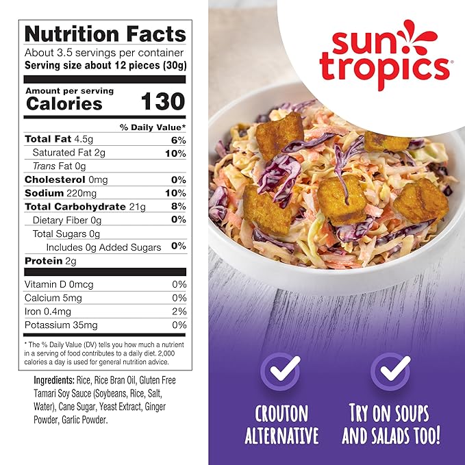 Sun Tropics Mochi Snack Bites Tamari Teriyaki Flavor, 3.5 oz (Pack of 6) | Crispy Crunchy Mochi Rice Bites | Gluten Free, Dairy Free, No MSG Added Asian Rice Snacks